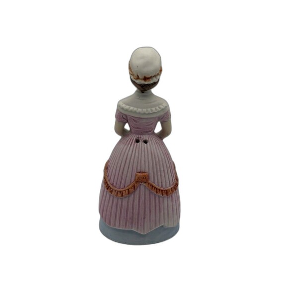 Vintage Victorian Lady Ceramic Bell Figurine In Layered Dress, Hat With Hankie - Picture 3 of 10